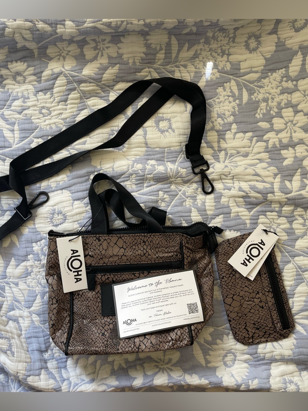 ALOHA Collection Black Interior Crossbody Bag with Zip Pocket
